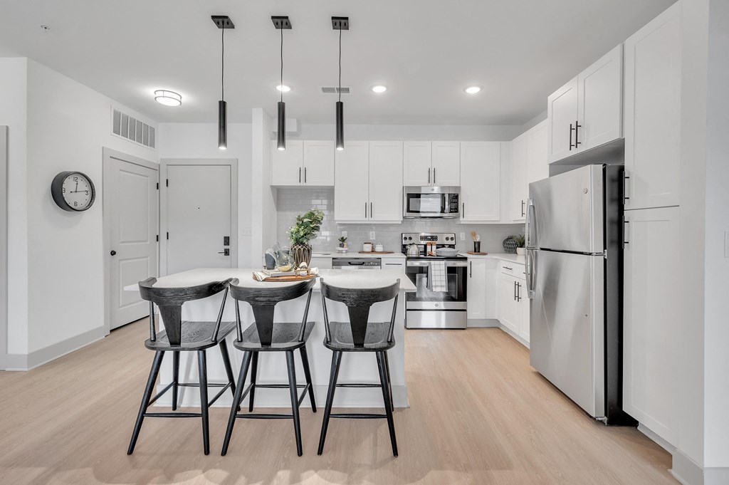 Luxury kitchen with island at the Riverwalk, Wilmington, North Carolina