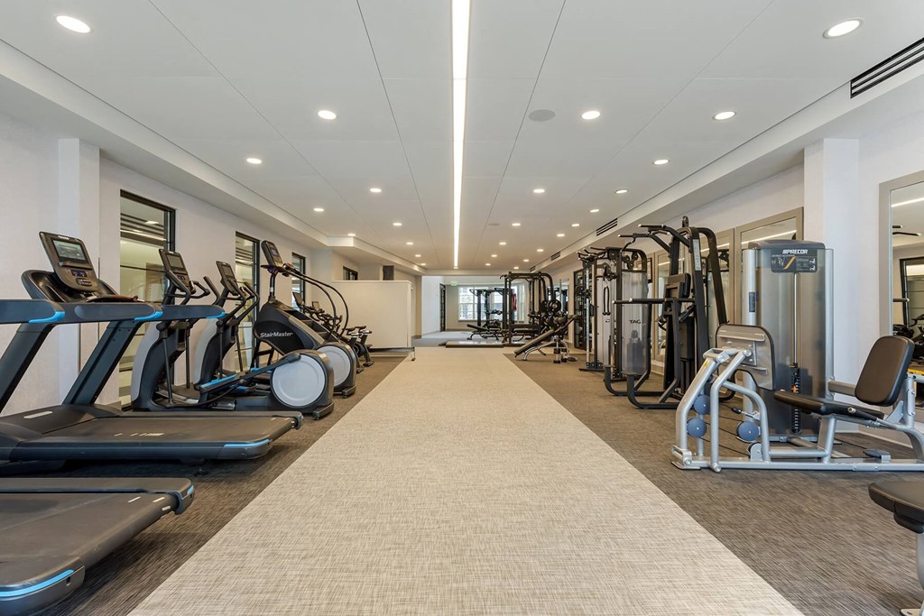 a gym with treadmills and other exercise equipment at Delamarre at Celebration, Celebration Florida
