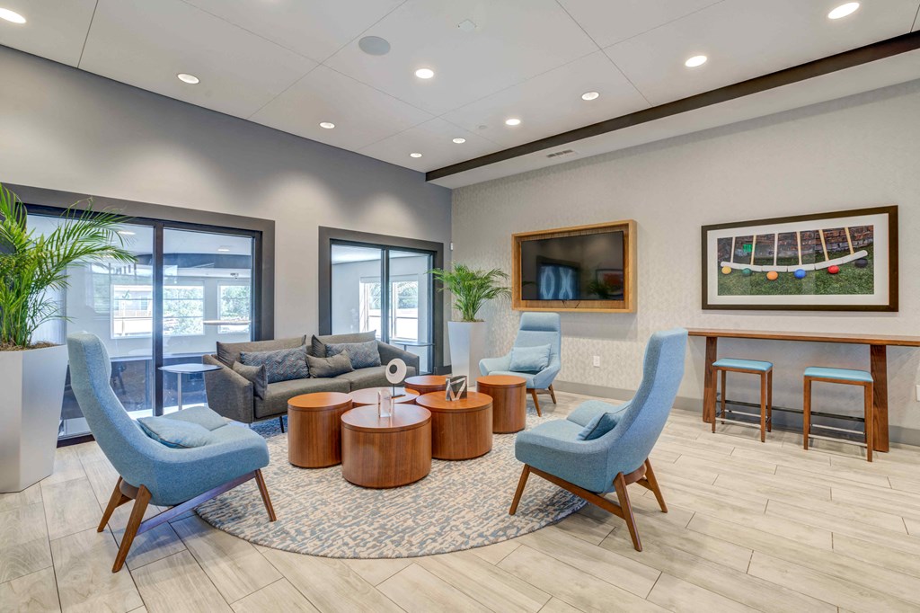 the lobby at the bradley braddock road station apartments at Delamarre at Celebration, Celebration, FL