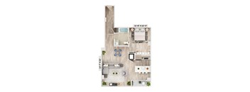 A19A Floor Plan at Elysium Fourteen Apartments in Washington, DC 20009