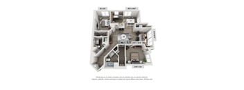 Essex 2 BR Floor Plan at Lincoln Old Town, Alexandria, 22314