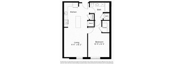 1 bed 1 bathroom floorplan A at Fort Totten Square, Washington DC