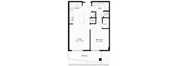 1 bed 1 bathroom floorplan N at Fort Totten Square, Washington, 20011