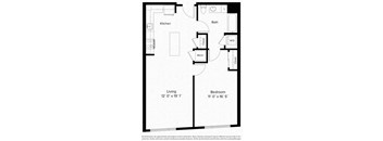 1 bed 1 bathroom floorplan S at Fort Totten Square, Washington, 20011