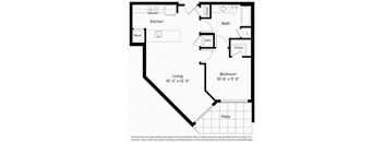 1 bed 1 bath floorplan R at Fort Totten Square, Washington, 20011