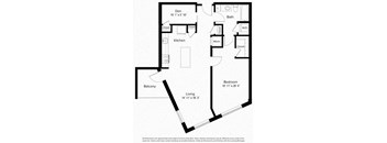 1 bedroom 1 bathroom floorplan G at Fort Totten Square, Washington, 20011
