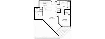 1 bed 1 bathroom floorplan Z at Fort Totten Square, Washington DC