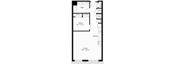 1 bed 1 bathroom floorplan R at Fort Totten Square, Washington, Washington DC
