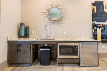 A Modern Kitchen With a Sink at The Aster Apartments, Cary, NC, 27519