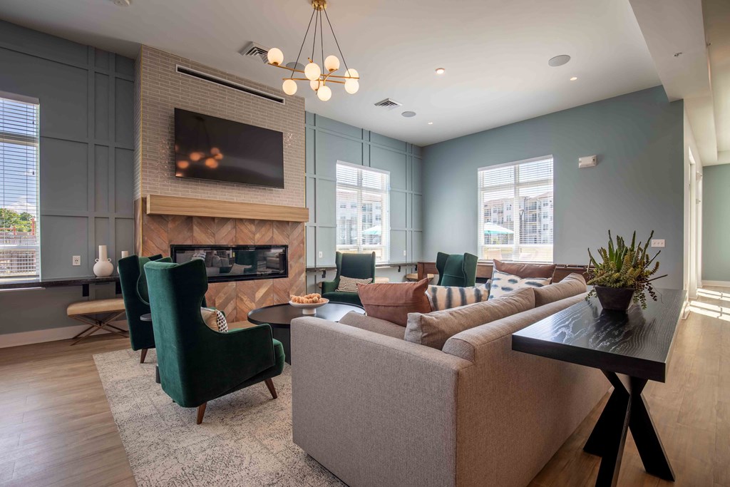 Living Area With Fireplace at Fairmont at South Lake, Bowie, Maryland