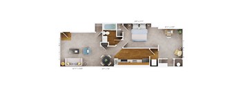1 bed 1 bath A1B Floor Plan at The Fields of Bethesda, Chevy Chase, MD
