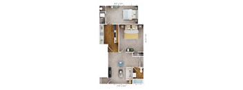 2 bed 1 bath B1 Floor Plan at The Fields of Bethesda, Chevy Chase, 20815
