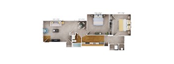 2 bed 1 bath B2 Floor Plan at The Fields of Bethesda, Chevy Chase, Maryland