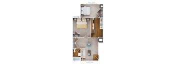 2 bed 1 bath B4 Floor Plan at The Fields of Bethesda, Chevy Chase, MD