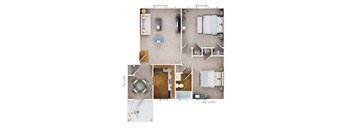 2 bed 1 bath B5 Floor Plan at The Fields of Bethesda, Chevy Chase, MD