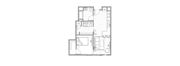 1Bed 1Bath B Floor Plan at Lotus Gallacher Apartments, Salt Lake City, Utah