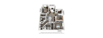 Gunston 2 BR Floor Plan at Lincoln Old Town, Alexandria, 22314
