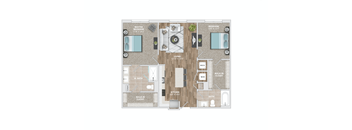 a floor plan of a house with furniture and a closet