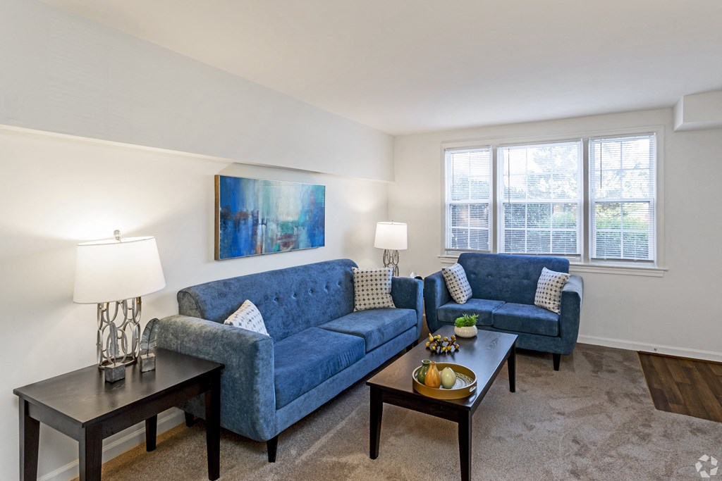 Living Room With Sofa Set at The Fields of Bethesda, Chevy Chase, MD