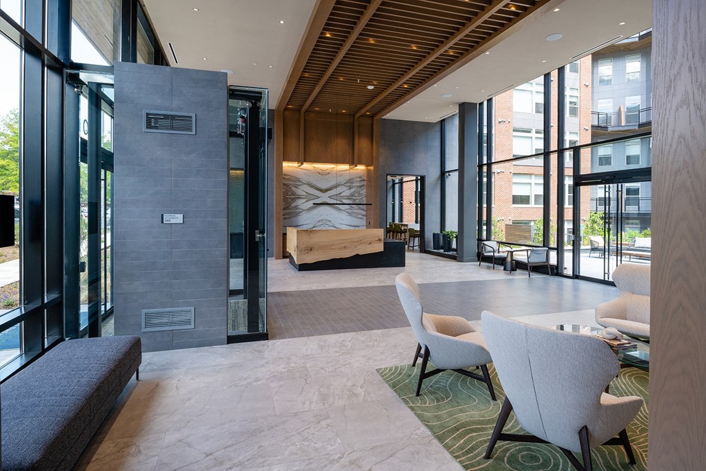 a view of the lobby from the second floor at Brentford at The Mile, Virginia, 22102