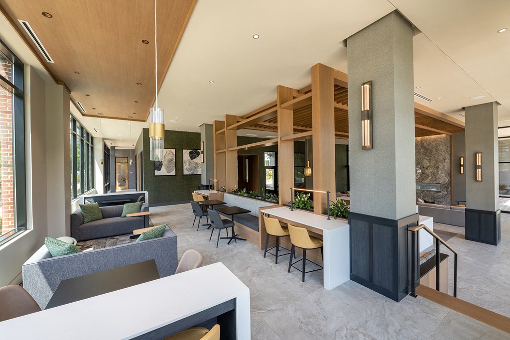 a rendering of the lobby at Brentford at The Mile, Tysons