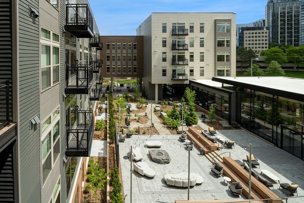 a view of the courtyard from the top of the building at Brentford at The Mile, Tysons, 22102