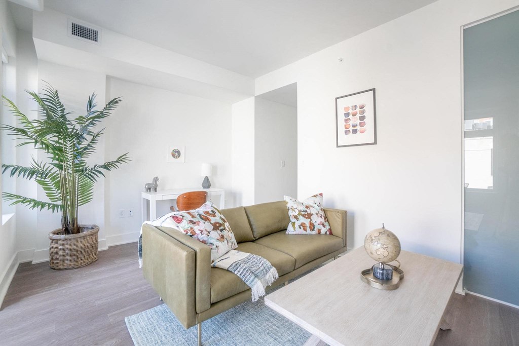 Living Room With Expansive Window at Madison House, Washington, 20036