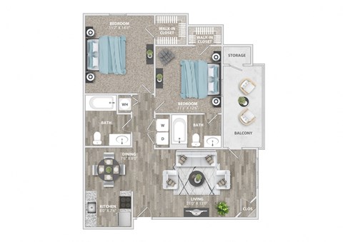 a floor plan of a 3 bedroom apartment at the residences at silver hill in suitland at St. Andrews Reserve, Wilmington, North Carolina