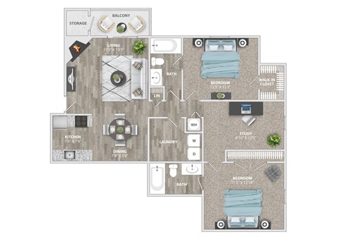 the marquis apartments floor plan 1 bedroom 1 bath at St. Andrews Reserve, Wilmington, NC, 28412