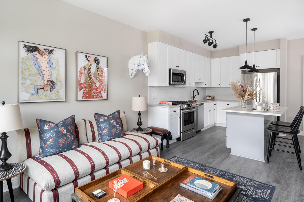 Living Room With Kitchen View at Park Kennedy, Washington, 20003