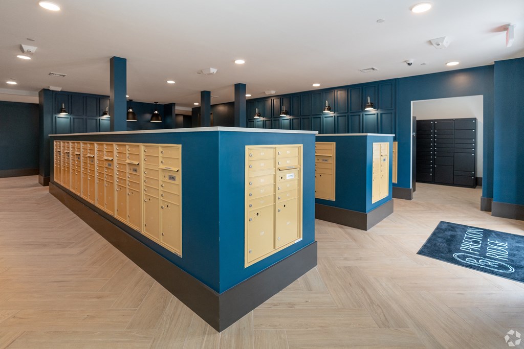 mailroom and package lockers at Preston Ridge Apartments Cary, NC