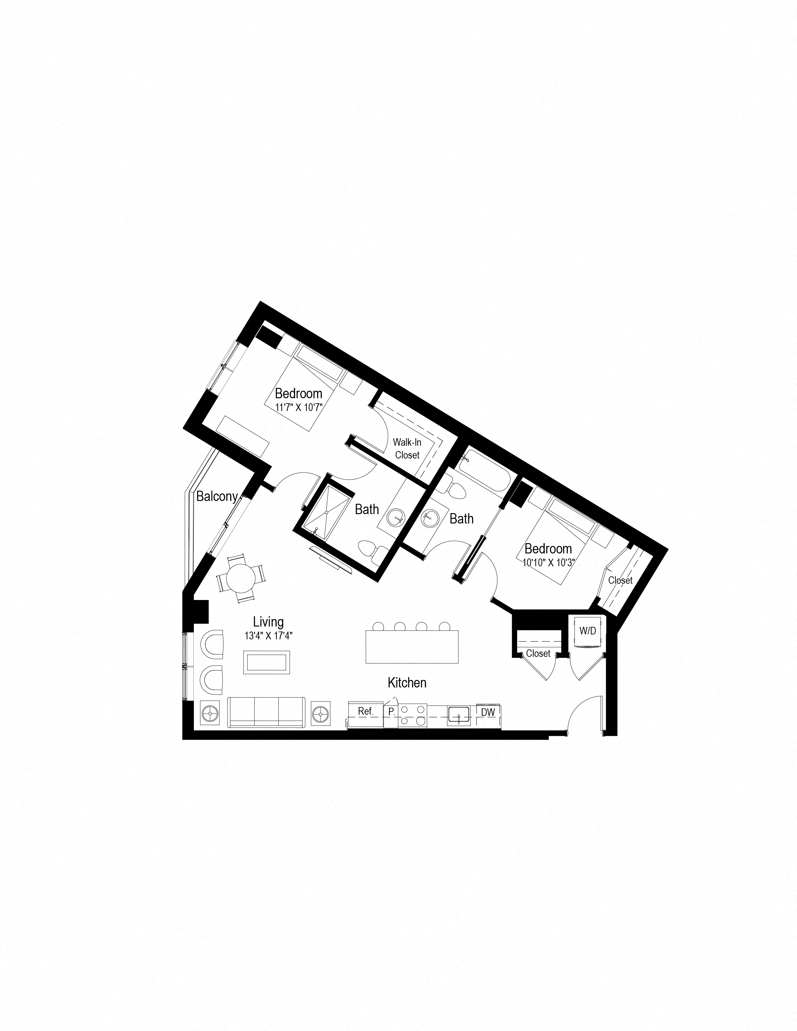 B2 Floor Plan at Rialto, District of Columbia, 20002