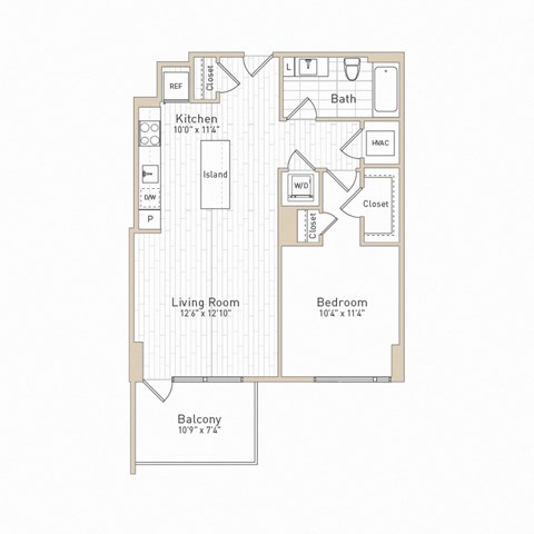 a floor plan of a bedroom apartment at The Boro, Virginia, 22102