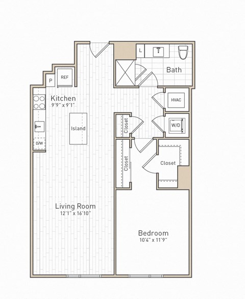 a floor plan of a bedroom apartment at The Boro, Virginia, 22102