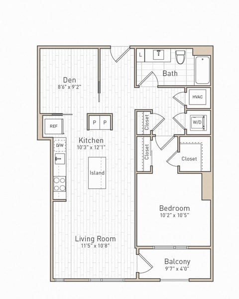 a floor plan of a bedroom apartment at The Boro, Tysons