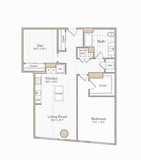 a floor plan of a bedroom apartment at The Boro, Virginia, 22102