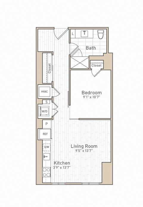 a floor plan of a bedroom apartment at The Boro, Virginia, 22102