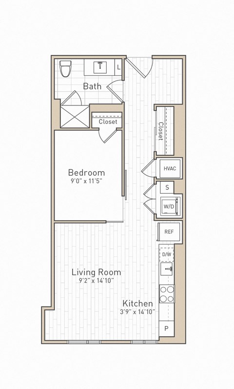 a floor plan of a bedroom apartment at The Boro, Tysons, VA