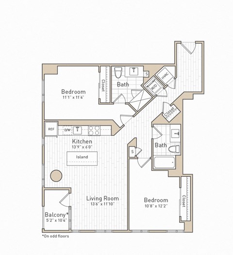 a floor plan of a bedroom apartment at The Boro, Tysons, 22102