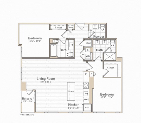 a floor plan of a bedroom apartment at The Boro, Tysons, VA