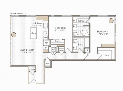 a floor plan of a bedroom apartment at The Boro, Virginia