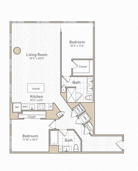 a floor plan of a bedroom apartment at The Boro, Tysons, VA 22102