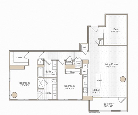 a floor plan of a bedroom apartment at The Boro, Tysons, 22102