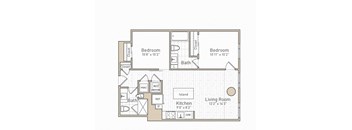 a floor plan of a bedroom apartment at The Boro, Tysons Virginia