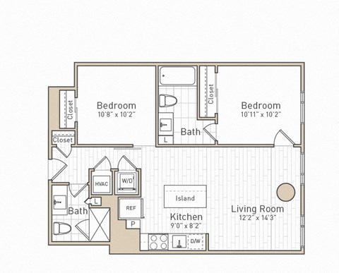 a floor plan of a bedroom apartment at The Boro, Tysons, 22102