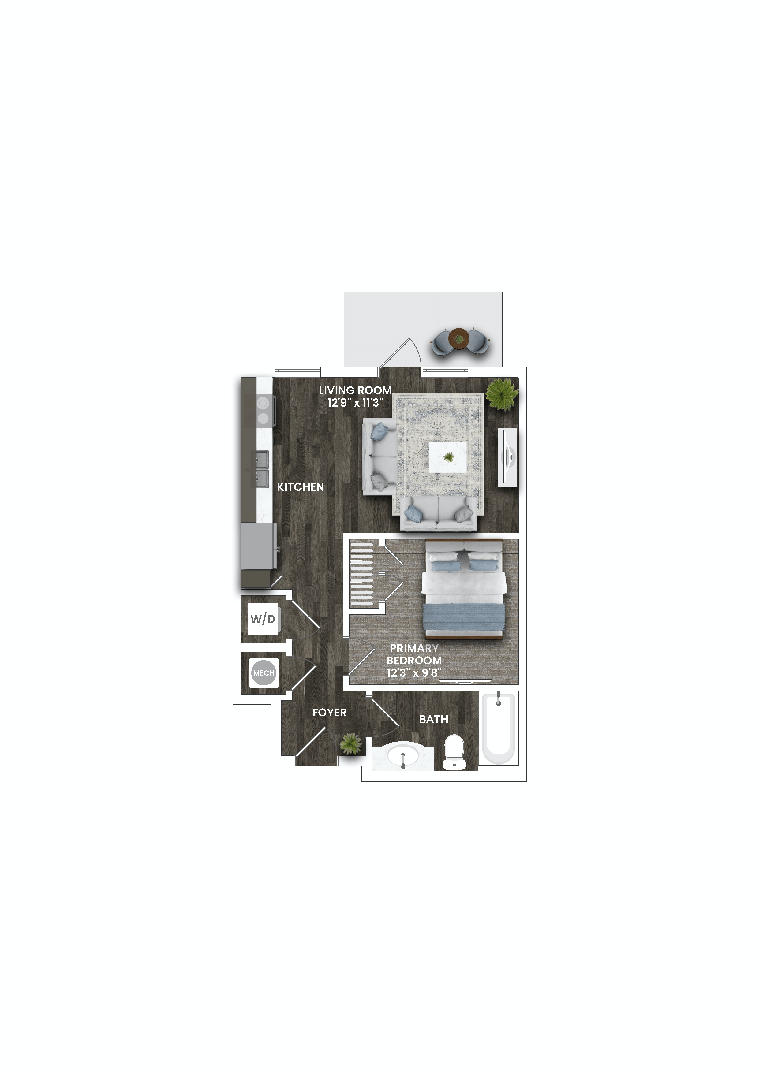 a 1 bedroom floor plan  apartments