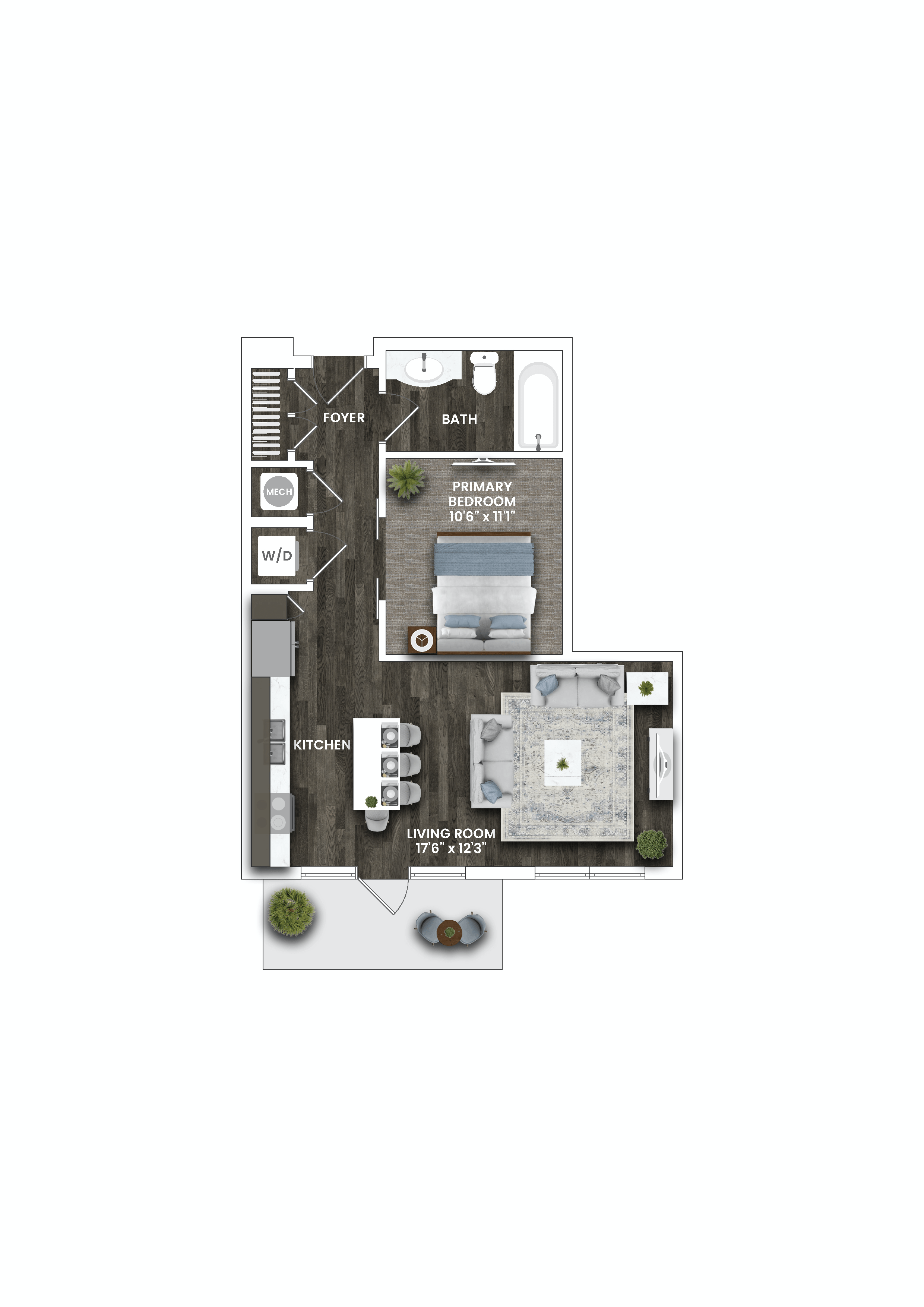 a house with brown wood floor and white walls