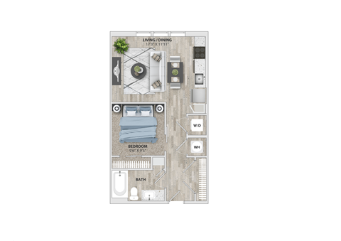 Studio 1 bath the meadow floor plan at Metropolitan at the Riverwalk, Wilmington, NC 28401