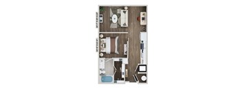 Studio 1 bath S2A Floor Plan at The Sully, Virginia