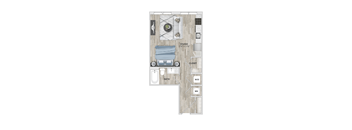 Studio 1 bath S3 floor plan at Metropolitan at the Riverwalk, Wilmington, NC